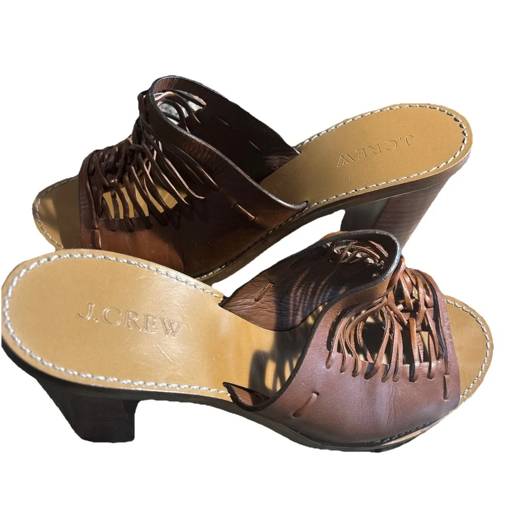 J. CREW MARLOW HUARACHE MULES Leather Light Blush 3.5